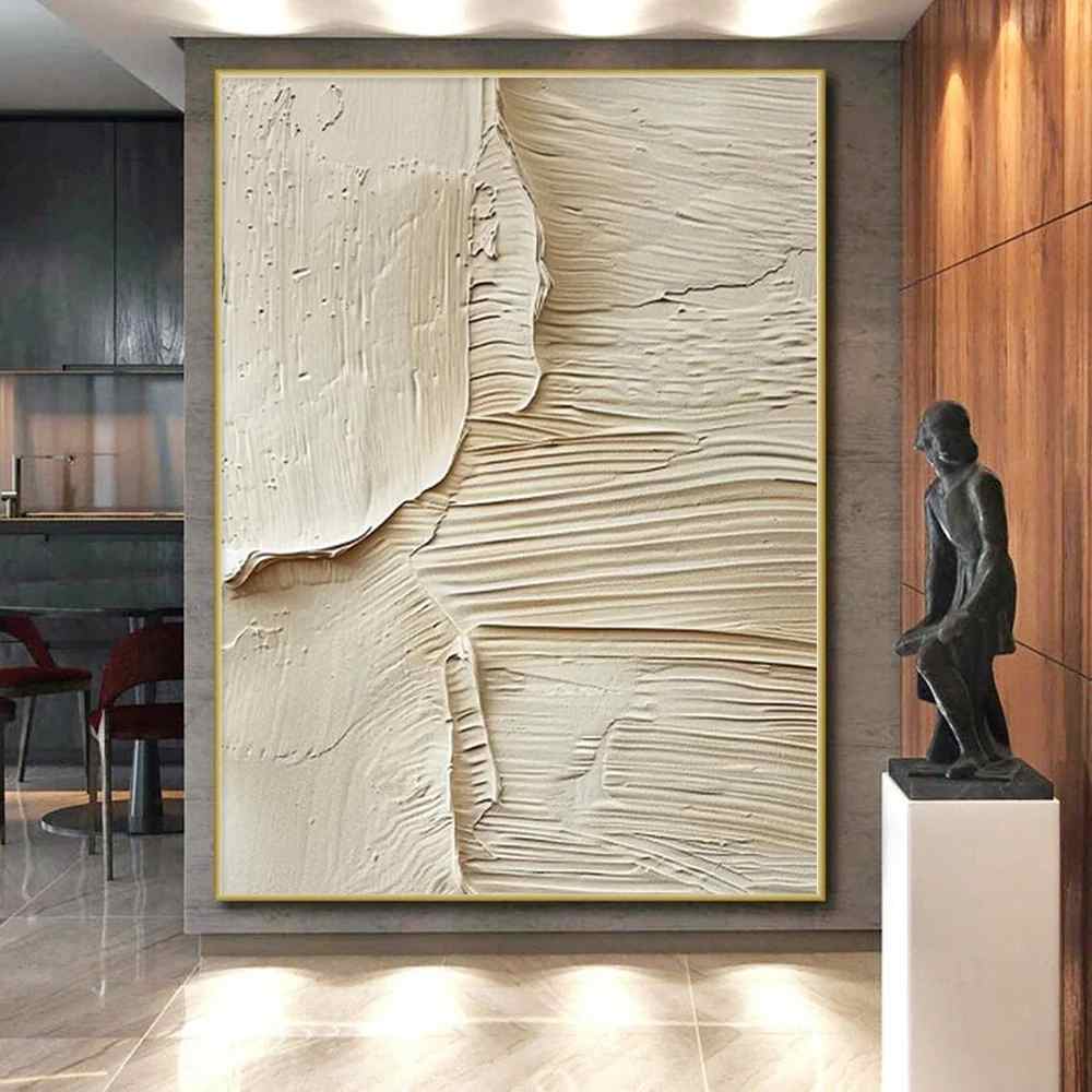 Beige Textured Abstract Canvas Artwork 4OH4V wall art